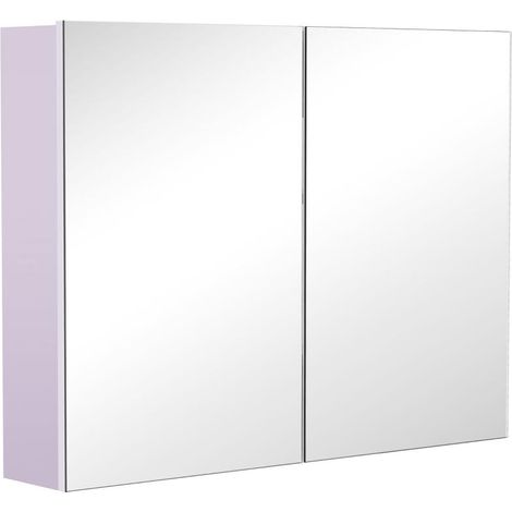 Badezimmer-Wandschrank mit Spiegel, 80 x 15 x 60 cm, Badezimmermöbel, Waschtisch mit Doppeltüren und verstellbaren Einlegeböden, weiß