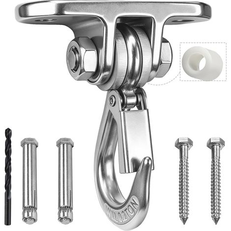 Crochet de plafond pour fauteuil suspendu, charge lourde, pivotant à 180°, en acier inoxydable, capacité de 363 kg, crochet de plafond, crochet de balançoire, crochet de suspension pour hamac, aire de (1/5)