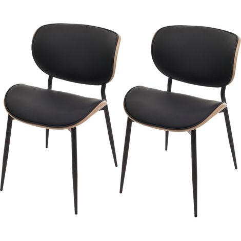 Lot de 2 chaises de salle à manger HWC-O45 chaise bois courbé similicuir 280g/m2 ko-Tex MVG - naturel noir (1/2)