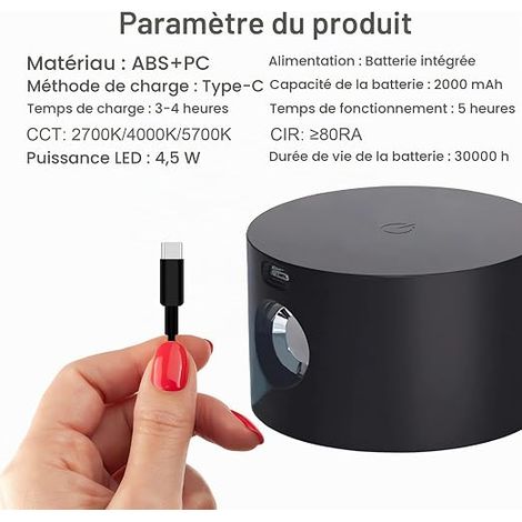 Interior Wall Light, Touch LED Wall Lamp with USB Charging Port, Touch Control, 3 Levels of Brightness, 360° Rotatable Bedside Lamp for Bedroom (Black) (1/4)