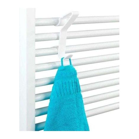 Crochet radiateur sèche serviette universel Flexi, crochet pour radiateur sèche serviette rond pour suspendre serviette et peignoir, Plastique, 2,5x13,5x8,5 cm, Blanc (1/4)