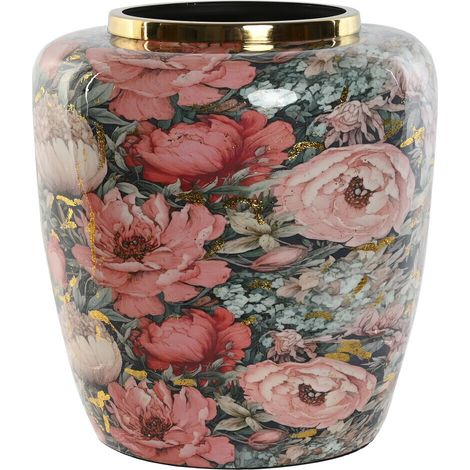 Jarron Metal 33X33X36 Flores Rosa (1/3)