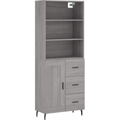 Aparador cajonera mueble almacenaje organizador cocina salón salón alto sonoma 695 x 34 x 180 cm madera de ingeniería gris 020035600
