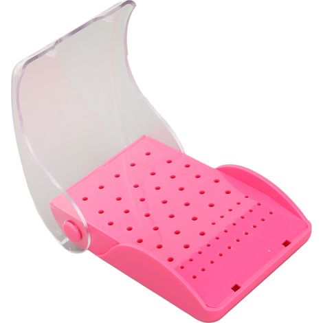 Étui rectangle autoclavable pour fraises dentaires, 60 trous, support de rangement et nettoyage en plastique rose pour clinique dentaire (1/5)