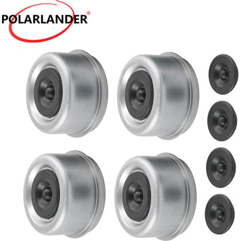 Ensemble de 4 cache-poussière pour moyeux de roues de remorque de 2,44 pouces avec bouchons en caoutchouc, compatible avec les essieux de 5200 à 6000 lb. (1/5)