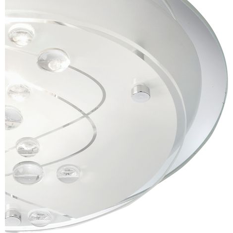Plafoniera Contemporanea Baia Acciaio Bianco Vetro 1 Luce E27 (1/4)