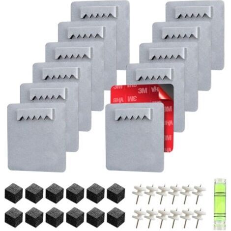 Sollbry Lot de 12 cintres auto-adhésifs 4 x 4 cm Kit de plaques de suspension adhésives pour miroirs et suspension d'œuvres d'art/photos sur acrylique, verre, aluminium ou autres panneaux plats (1/5)