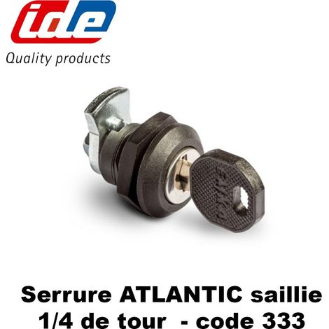 Serrure 1/4 tour code 333 pour coffret en saillie Atlantic