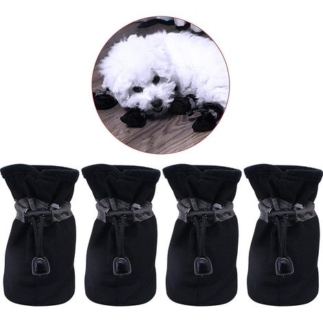Chaussures réfléchissantes antidérapantes pour chien - Lot de 2 paires, bottes confortables à semelle souple (taille 6, noires) (1/5)
