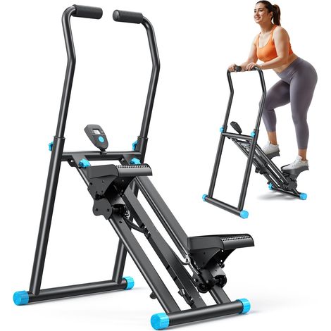 Stepper Escalier Vertical et Pliable, 3 Résistances, 3 Hauteurs, Guidon 3 Positions, Écran LCD, Gain de Place, MERACH