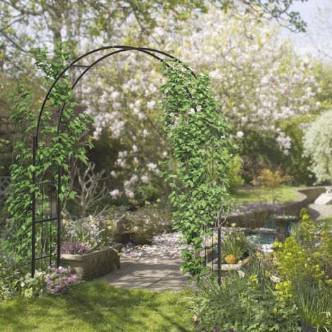 Arche de jardin pour plantes grimpantes et décorations, métal noir, 157x40x223cm