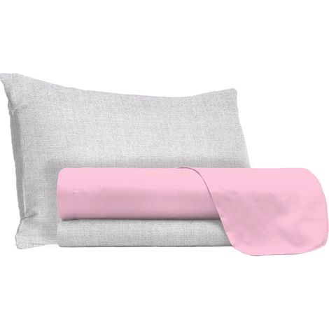 Set Lenzuola Singolo Sopra Sotto e Federe in Cotone Rosa (1/5)