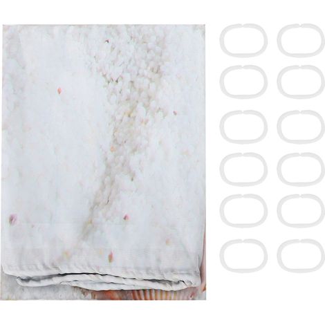 Rideau De Douche - Polyester Imperméable - Motif Artistique Plage - Œillets Métalliques Renforcés - Pour Salle De Bain - 1 Pièce (1/5)