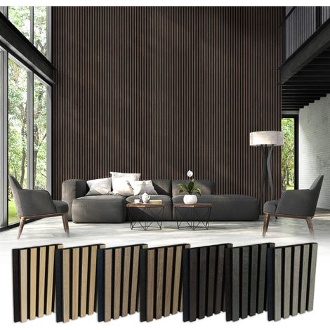 HEXIM Akustikpaneele 1,48 m² Lamellenwand Paneele MDF Wandverkleidung Holz: Ash, 1 Paneel (1.48m²) (1/4)