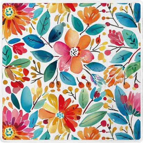 Torchon Cuisine - Cellulose Réutilisable - 30x30 Cm - Imprimé Floral Aquarelle - Lot De 2 (1/5)