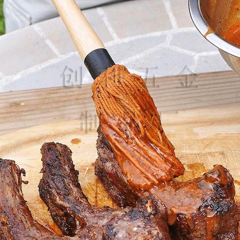 brosse Barbecue En Bois 1 Pice Brosse Artisanale Fine - Brosse Barbecue En Mtal (1/4)