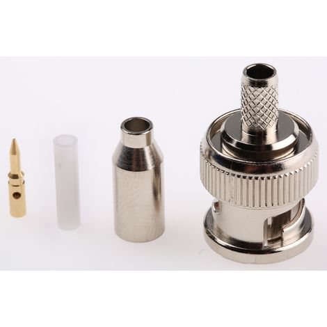 Connecteur coaxial RS PRO Mâle Droit, raccordement A sertir 50O Montage sur câble ( Prix pour 1 ) (1/2)