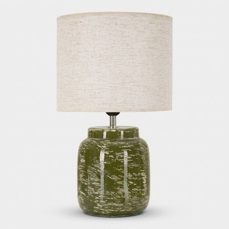 Lampe de table contemporaine en céramique Hut Glow - Vert foncé (1/4)