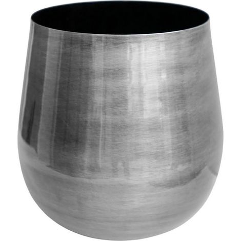 Antique Pewter Bell Bottomed Planter - L22 x W22 x H22 cm - Silver
