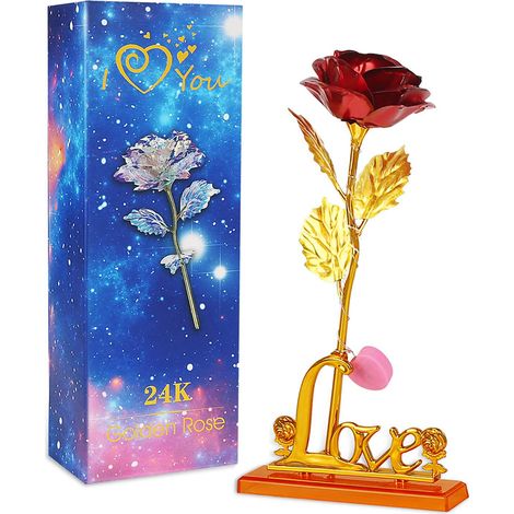 Rosen aus Blattgold auf einem herzförmigen Ständer – ein einzigartiges Geschenk zum Valentinstag oder zu jedem anderen Anlass.