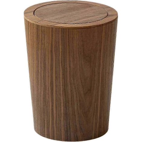 Poubelle de cuisine en bois avec couvercle, poubelle ronde, adaptée à un usage au bureau (1/5)