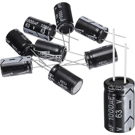 8Pcs Condensateur Électrolytique 1000uF 63V 16x25mm pour TVs Noir (1/5)