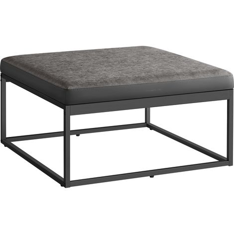 Banc, Table Basse Carrée, Repose-pieds, Dessus Réversible, Tabouret Rembourré, Minimaliste, Cadre en Acier, Capacité 300 kg, Salon, Gris Tourterelle (1/5)