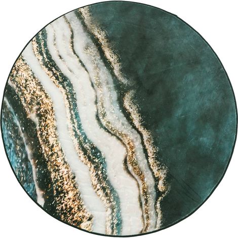 Runder Teppich NOVO Strado, modern fürs Wohnzimmer, Marmormuster, Samt, ZłotyBrzeg, 90 x 90 cm