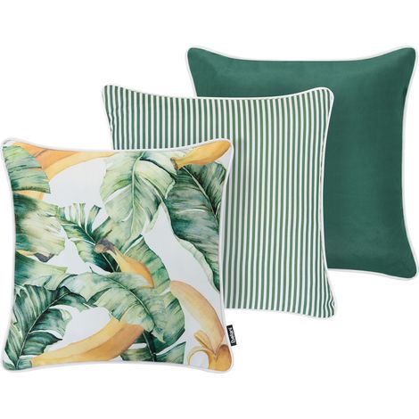 Conjunto de 3 cojines decorativos para exterior accesorios de jardín motivo plátano verde Gaillardia (1/5)
