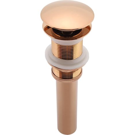 Bonde Escamotable en Laiton pour Lavabo de Salle de Bain G1 1/4 Po, Fonctionnement Fluide par Bouton-Poussoir, Installation Facile, Conception Anti-débordement, Convient (Or Rose) (1/5)