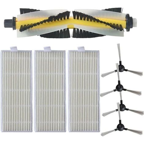 Ulisem 8er-Pack Ersatz-Hauptseitenbürsten für Bagotte BL509 Roboterstaubsauger, 1 Hauptrollenbürste, 4 Seitenbürsten (1/4)