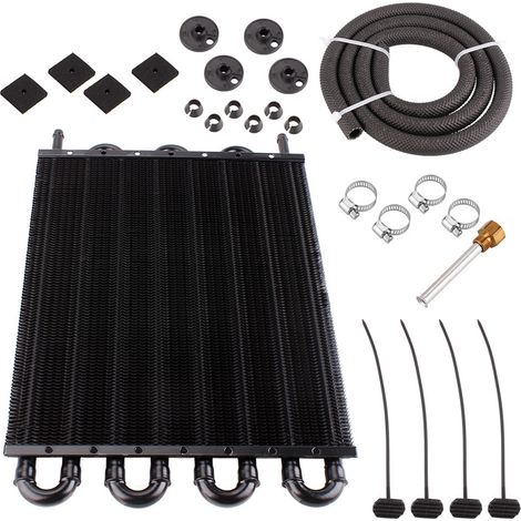 Ortviai Condenseur de Climatisation Automobile en Alliage d’Aluminium – 8 Rangées, Noir, Universel pour Tuning Auto