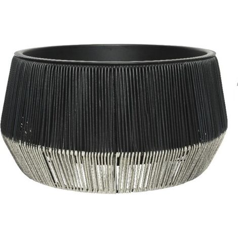 Rubino fioriera da esterno in vimini bassa  D48 cm nero