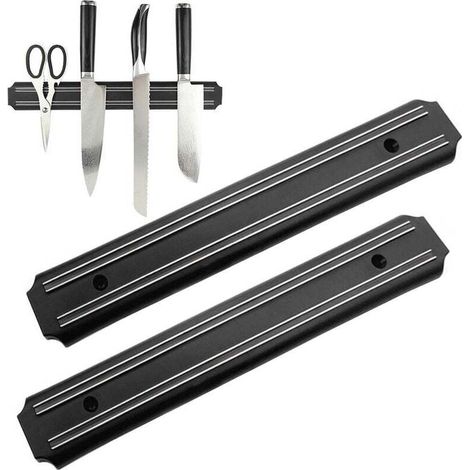 Porte-couteaux magnétique pour cuisine (2 pièces, 33 cm), barre magnétique, outils, support magnétique pour couteaux, support mural magnétique pour couteaux, barre magnétique (1/5)