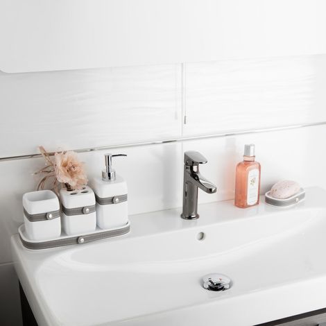 Swiss Aqua Technologies Bela Set de accesorios de baño de poliresina, Blanco (Bela-Set1)