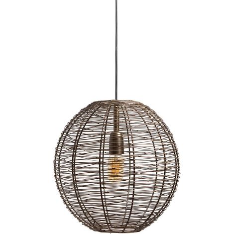 Suspension Luminaire en Métal Coloris Bronze Antique Ø35x35 cm Câble 120 cm E27 - PANGIVO (1/4)