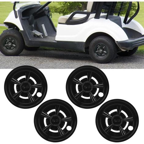 4-Zoll-Radkappen in glänzendem Schwarz, universell einsetzbar für EZ-GO-, Yamaha- und Club Car-Golfwagen (1/5)