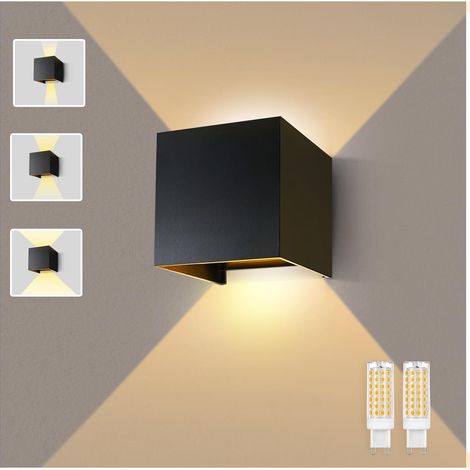 Applique Murale Exterieur Angle de Faisceau Réglable G9 LED Lampe Exterieur Blanc Chaud 3000K Lampe Exterieure Murale Aluminium Applique Exterieur Convient Pour Intérieur/Extérieur(Noir) (1/5)