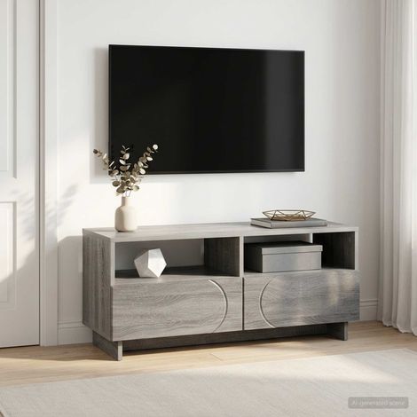 vidaXL Meuble TV 90 x 34,5 x 40 cm Sonoma gris Bois d'ingénierie (1/5)