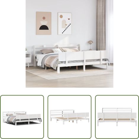 vidaXL Tête de lit sur pied -  Cadre de lit avec tête de lit sans matelas blanc 200x200 cm (1/5)