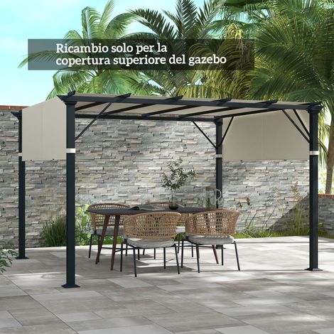 Copertura per Gazebo Pergola 3x3 m in Poliestere con Tasche e Cinghie, 488x122 cm, Bianco Crema