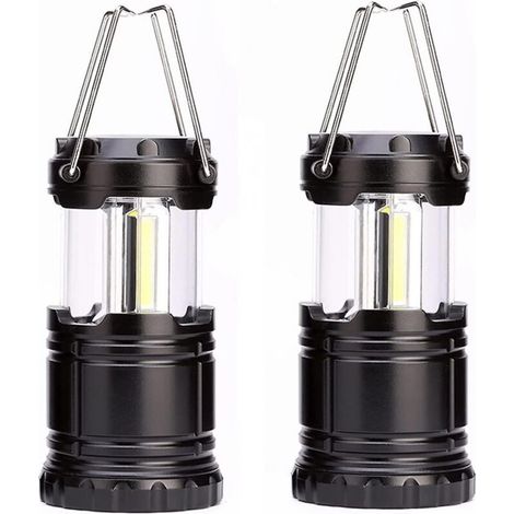 Confezione da 2 lanterne da campeggio portatili a LED con ganci pieghevoli, ideali per uragani, emergenze, case e capanni. (1/4)