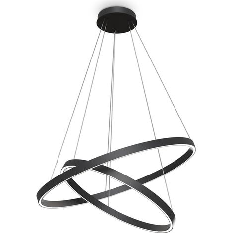 Lampadario A Sospensione Moderno Rim Alluminio Nero 2 Led 88W (1/5)