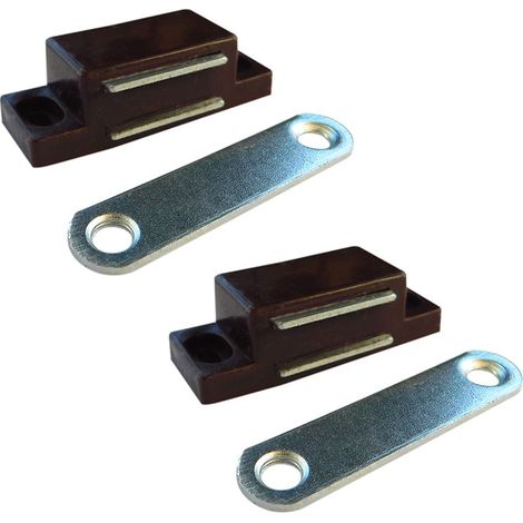 Magnetverschluss "IM02" 42x18x13mm aus Edelstahl und braunem ABS (2 Stück, inkl. Schrauben)