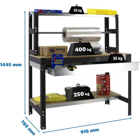 Mesa de Trabajo SIMONWORK BT 4 box 900 antracita/madera
