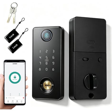 Serrure de porte intelligente 5 en 1 à empreintes digitales avec (1/5)
