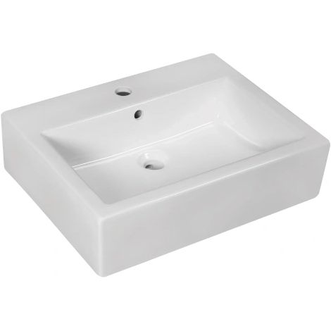 Lavabo da appoggio/sospeso in ceramica bianca con foro rubinetteria modello flora 55 56,5x45x15  cm BARBOTTINA