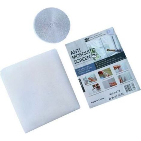 Mosquitera para ventana sin agujeros, 150 x 180 cm, recortable, con tiras adhesivas, blanca (1/5)
