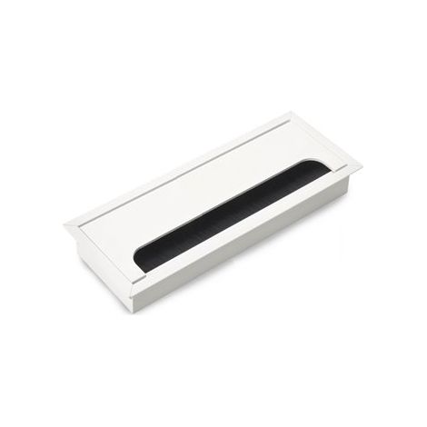 Passacavi da tavolo Emuca Quadrum, rettangolari, 269x80 mm, da incasso, Alluminio, Verniciato bianco