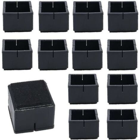 12Pcs Protege Pied de Chaise Carré 42-48mm Protège Jambes Table et Chaise PVC Capuchons Carrés avec Feutre Protege Pied de Chaise Carre Noir pour Jambes de Chaise Jambes de Table Jambes de Sofa (1/5)